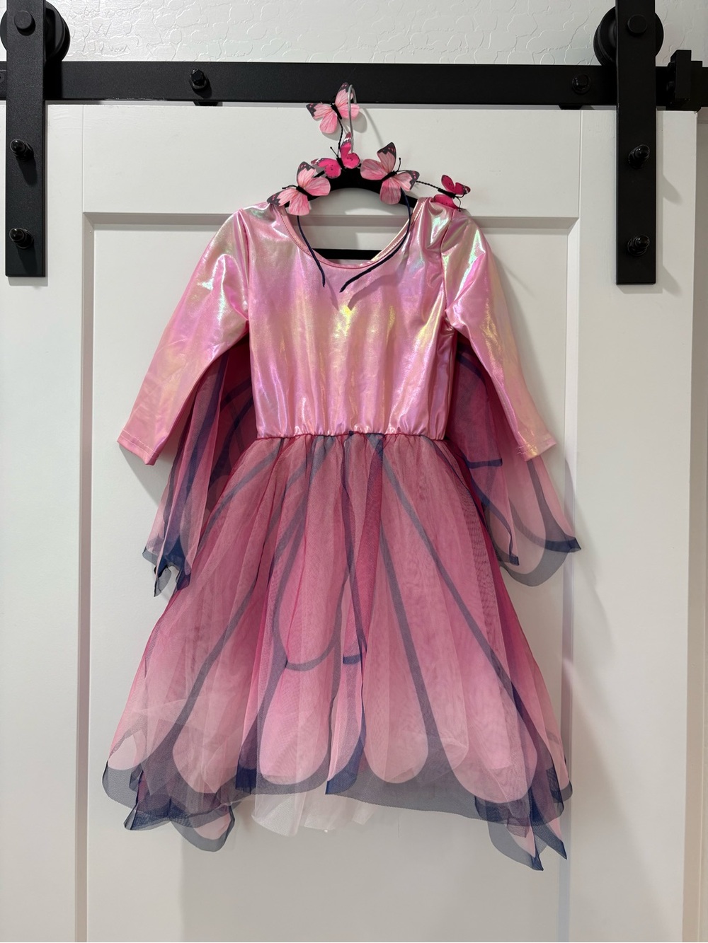 Girls Pink Iridescent Butterfly Tulle Costume Dress